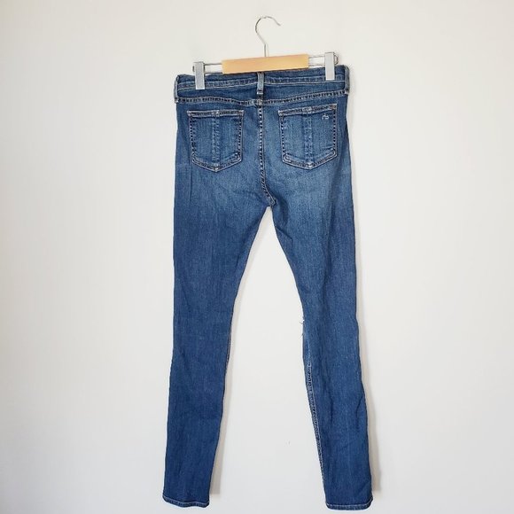 RAG & BONE Blue Distressed Skinny Jeans - Picture 4 of 11